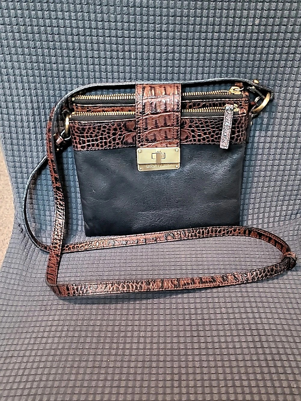 Brahmin Leather Crossbody Bag in Brown & Black
